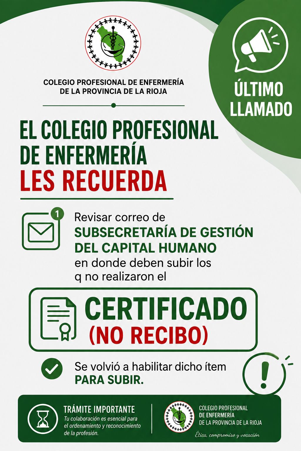 Recordatorio sobre el certificado
